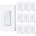 BESTTEN 10 Pack Super Slim Digital Dimmer Light Switch, Quiet Rocker, Max 300W LED, CFL, 600W Halogen, Single Pole or 3 Way Dimmable Switch, Screwless Wallplate Included, ETL Listed, White