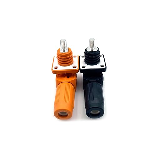 400A Battery Energy Storage Connector, 150mm² High Current Connectors IP67 Waterproof Stud Wiring Power Adapter Quick Plug Terminal Right Angle Plug and Socket (1500V Black+Orange)