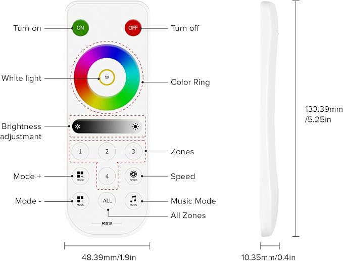 BTF-LIGHTING SP630E Bluetooth Controllers 4 Zones 2.4GHz RF RB3 Remote Kit Support FCOB COB SMD PWM or SPI RGB RGBW LED Strip WS2811 WS2812B WS2814 WS2815 SK6812 IC etc DC5V DC12V DC24V