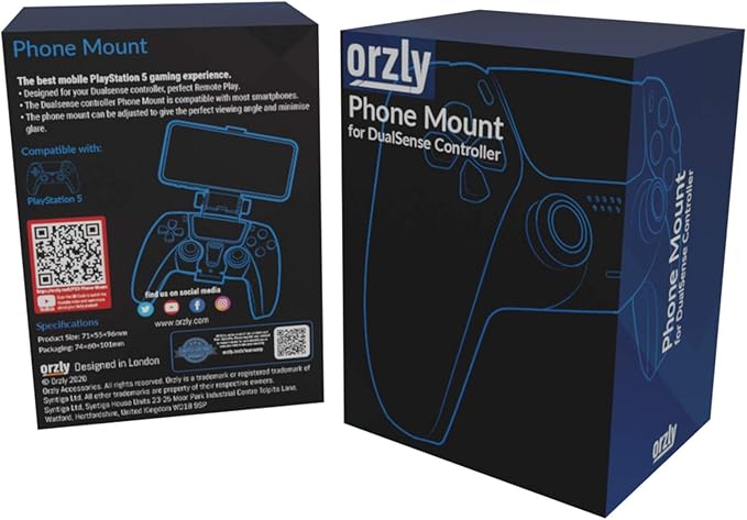 Orzly PS5 Controller Mobile Gaming Clip, DualSense Controller Phone Mount Adjustable Phone Holder Clamp Compatible with PlayStation 5 Dualsense Controller