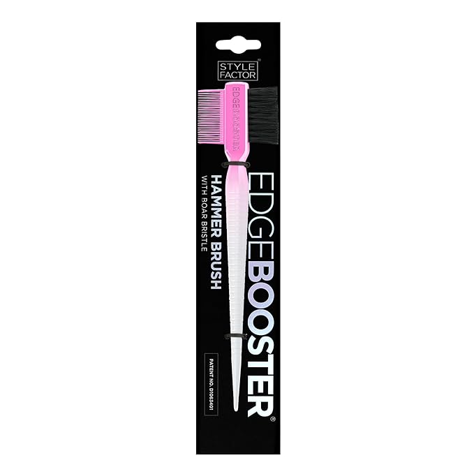 Style Factor EDGE BOOSTER® Hammer Brush Rat Tail– Double-Sided Edge Control Brush & Comb with Boar Bristles – For Edges, Slick Backs, Baby Hair Styling, and Taming Flyaways
