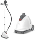 Pure Enrichment PureSteam XL Standing Fabric Steamer - Professional Wrinkle Remover Heats in 45 Seconds; 1/2-Gallon Tank for 1 Hour of Steaming; Easy-Roll Wheels, Garment Hanger, & Fabric Brush