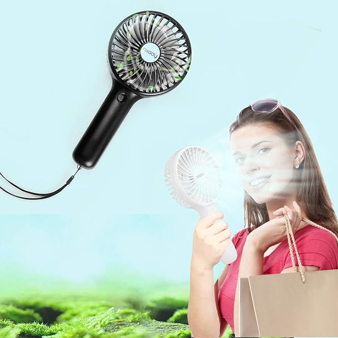 Miady 2-Pack Upgraded 5000mAh Portable Handheld Fan 3 Speed Mini USB Strong Wind 7-20 Hours Runtime Personal Electric for Travel Office Outdoor