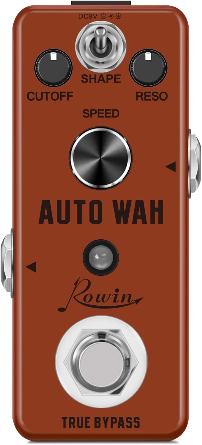 Rowin Auto Wah Guitar Effect Pedal Single Effect Mini Digital Pedal for Electric Guitar and Bass with True Bypass Switch Zinc Alloy Body LEF-3804