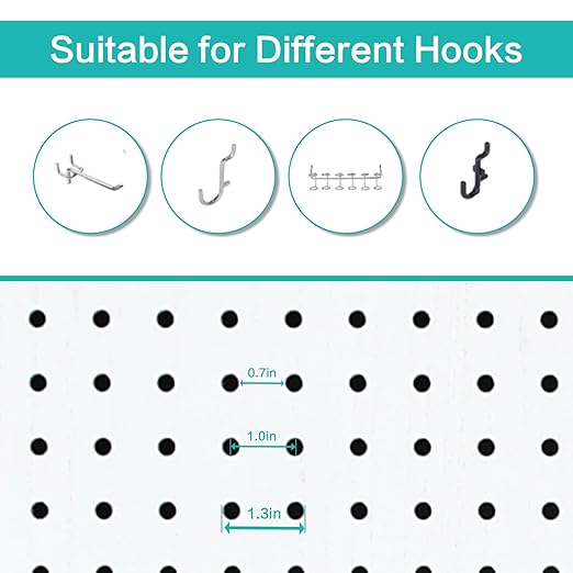 Babion 4 Panel Pegboard Display, Peg Board Room Divider Freestanding Folding Privacy Screens Pegboard Display Stand for Craft Shows (White)