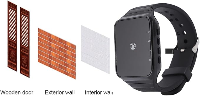 Yunseity Wireless Calling System, 1 Watch Receiver 1 Key Transmitter, Including Flashing, Vibration, and Buzzer, IPX4 Water Proof, for Home, Restaurant, Factory