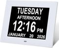 Digital Dementia Alarm Clock 8 inch Large Display, Electronic Calendar Clock with Day and Date for Elderly,3 Time Period Oversized Character Drug Reminders Clock for Dementia Elderly Patients