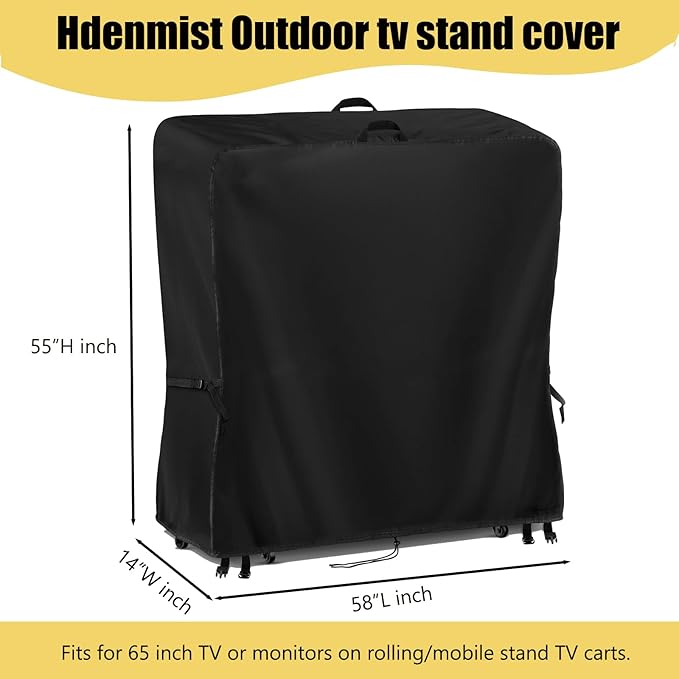 Hdenmist Outdoor TV Cover 58 Inch Weatherproof, Waterproof Outdoor TV Stand Covers for Rolling Mobile TV Stand Cart, Heavy Duty TV Screen Protector Covers for Outside- 58”L x 14”W x 55”H(Cover Only)