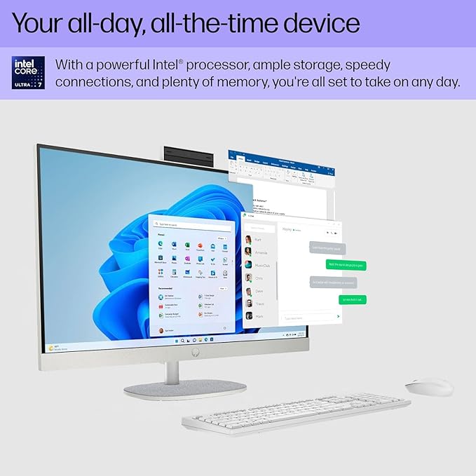 HP 27" All-in-One Touchscreen Desktop PC 2025 New, Intel Ultra 7 255U (Up to 5.2GHz), Intel AI Boost, 27 inch FHD Touchscreen Anti-Glare Display, 64 GB DDR5 5600MT/s, 2 TB Gen4 SSD, Windows 11 Pro