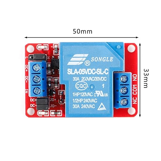 JESSINIE 5V 30A Relay Module, 1 Channel, Optocoupler Isolation, High/Low Trigger for Automation Control
