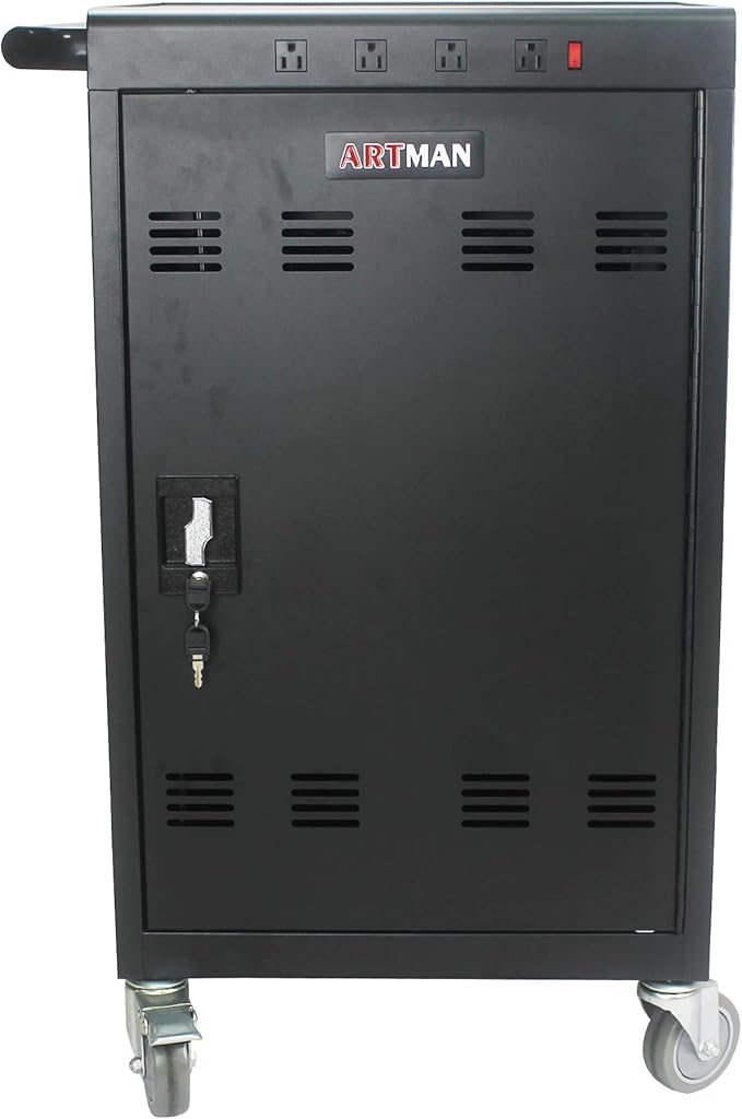 35 Device Mobile Charging Station for Laptops/Tablets/iPads/Chromebooks,35 Bay Lockable Charging Cabinet with Cable Management & Power Strip Included, Laptop & Tablet Storage Carts,Easy Assembly