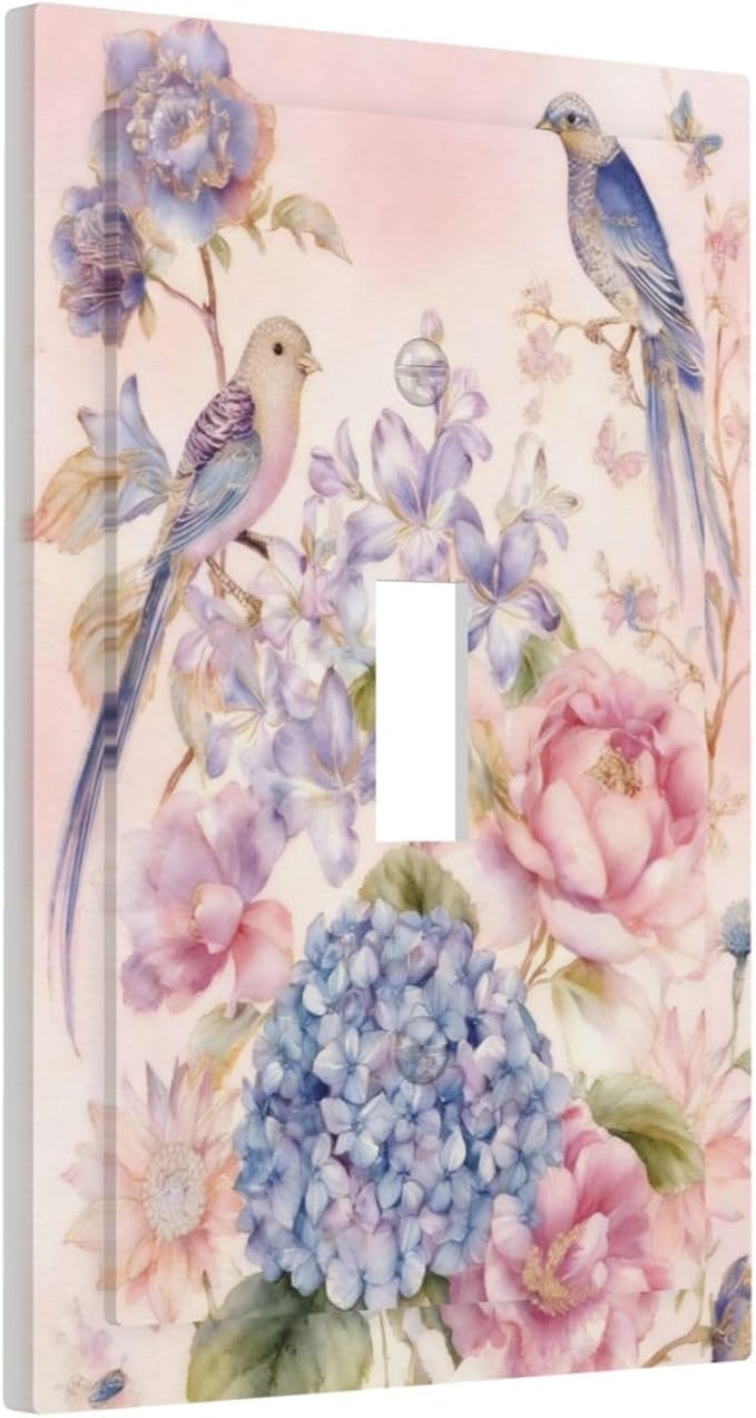 Bvtewkhz Floral Birds Morris 1 Gang Single Toggle Decorative Outlet Covers Light Switch Plate Electrical Receptacle Switchplate For Bathroom Kitchen Bedroom