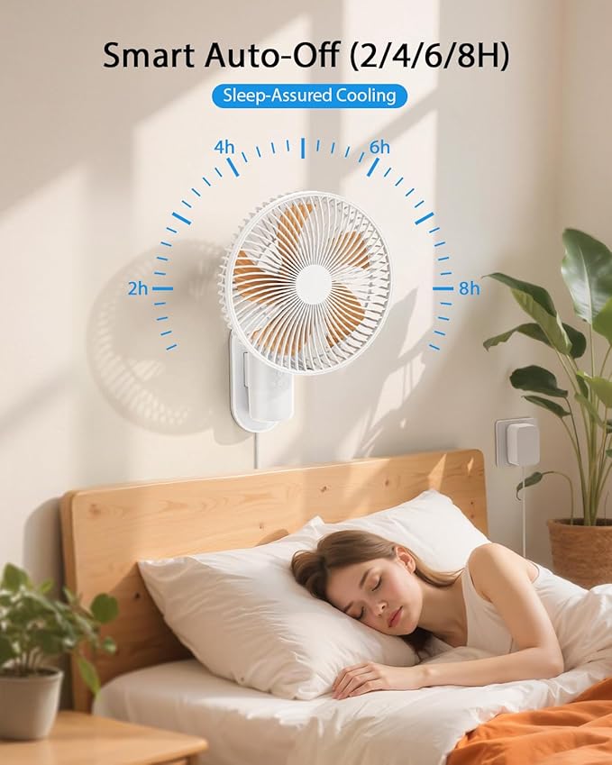 AURATHEA 10” Small Wall Mount Fan with Light and Remote Control, RV FAN with Powerful Airflow,90° Oscillating, 4 Speeds, Timer, 180° Adjustable Tilt, for Home/RV, Bedroom, Small Space Applications
