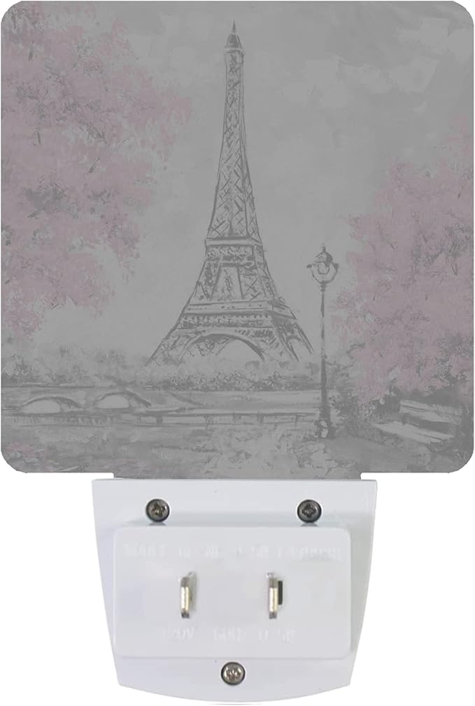 Smoaffly Eiffel Tower Paris Pink Flower Night Light Plug-in LED Nightlights Auto Sensor Night Lamp Dusk-to-Dawn Lamp Home Decor for Nursery Children Girls Boys