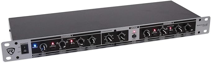 Rockville RX230 2-Way Stereo/3-Way Mono Crossover, XLR Input/Output, Adjustable Crossover Range, 24 dB/Octave Filters, Rack-Mountable for DJs and Live Sound