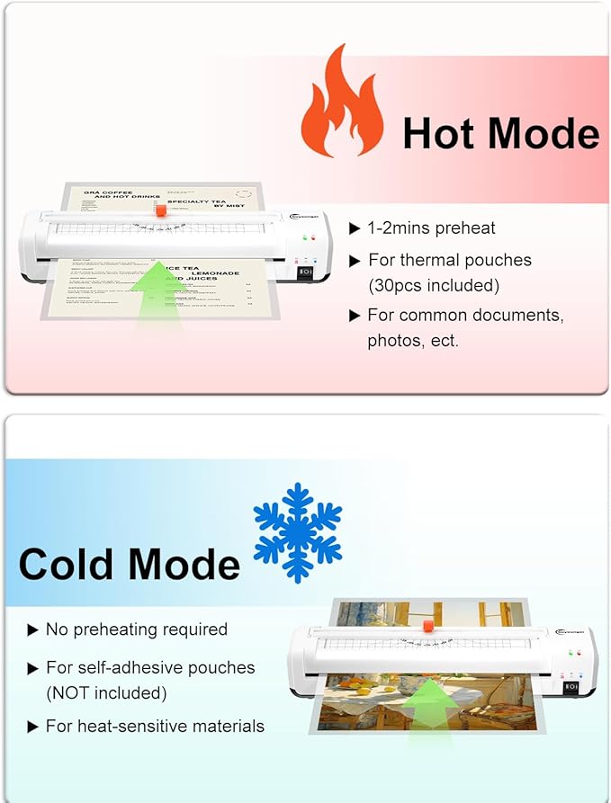 Buyounger Laminator Machine, A3 Laminator Machine with 30 Laminating Sheets, 13 Inch Laminating Machine with Built-in Paper Cutter & Corner Rounder, Thermal and Cold 11X17 for Home School Office