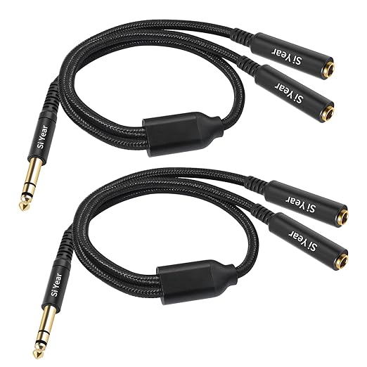SiYear 1/4" Splitter Cable, 6.35mm TRS to Dual 1/4 inch Female Stereo Y Headphone Splitter Cable for Studio,DJ,Amplifier,Karaoke, Live Sound Systems etc(30cm /2PACK)