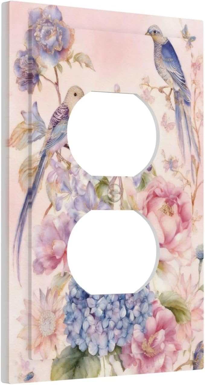Bvtewkhz Floral Birds Morris Duplex Outlet Decorative Outlet Covers Light Switch Plate Electrical Receptacle Switchplate For Bathroom Kitchen Bedroom