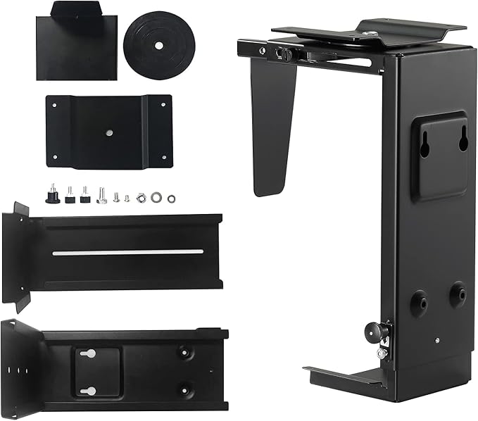 Pholiten Under Desk CPU Mount,Universal PC Wall Mount,3.94 to 11.61 inch Wide Computer Case CPU Hanger Holder,Adjustable 360° Swivel, Secure Lock, Max Load 44Lbs