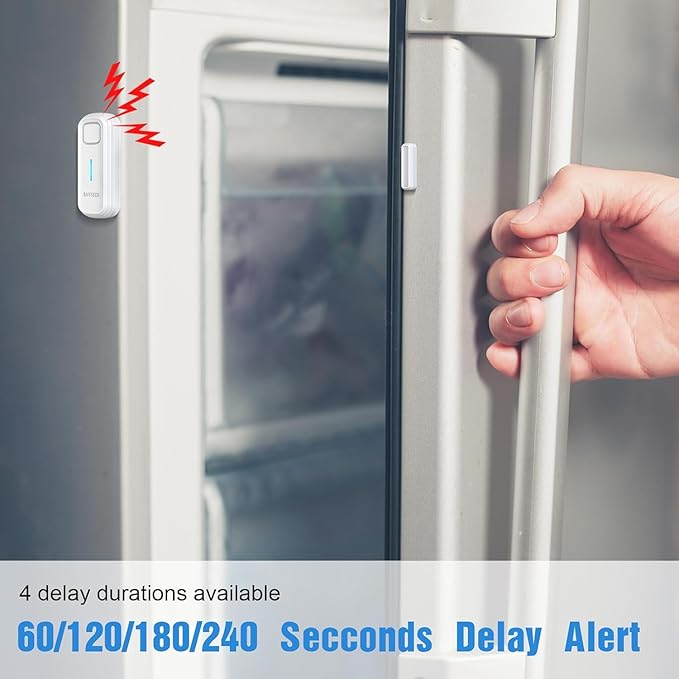 DAYTECH Refrigerator Door Alarm Freezer Door Left Open Alarm with Delay 1/2/3/4 mins Window Door Ajar Alert Fridge Alert 0 to 120 dB for Freezer Home Store Business Office 3 Sets White