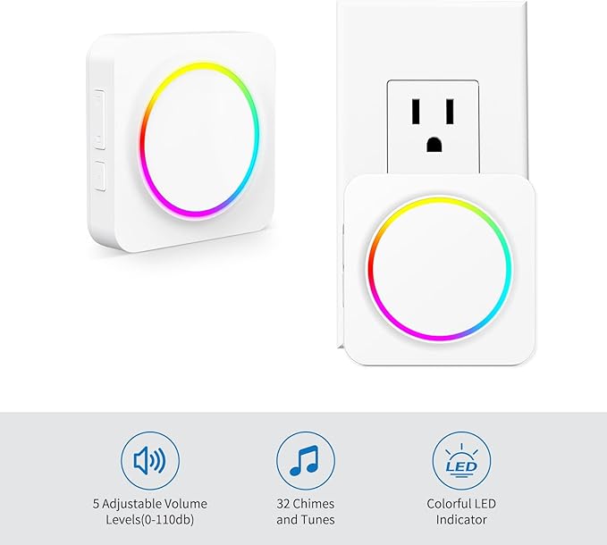 Wireless Motion Sensor Doorbell, Motion Detector Alarm Indoor, Door Chime for Business/Store/Office Entrance with Mini Size, 500ft Range,32 Chimes and 5 Adjustable Volume