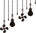 Ceiling Fan Pull Chain Set, 4 Pieces Bulb and Fan Pattern Pull Chain Extension, 12 Inch Chain Extender With Ball Chains Connector (ORB)