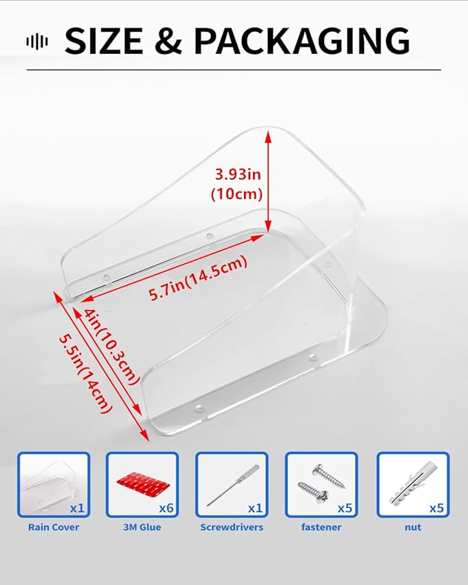 Doorbell Rain Cover Weatherproof Compatible for Ring/Blink/Google Nest Video Doorbells, Large Acrylic Doorbell Cover Protector for Outside Camera Doorbells/Door Keypad/Attendance Machine(Model B)