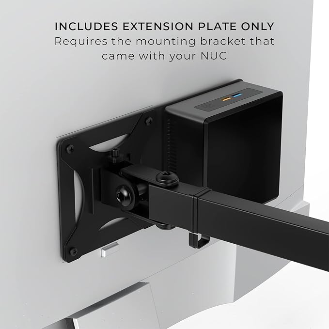 HumanCentric Mounting Bracket Compatible with Intel NUC, VESA Monitor Arm Extension Plate for NUC Mini PC Computer, 75x75mm and 100x100mm Patterns, Does not fit Hades and Skull Canyon NUC