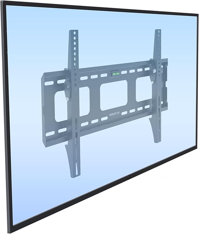 Mount-It Low-Profile Tilting TV Wall Mount Bracket for 32-60 inch LCD, LED, OLED, 4K or Plasma Flat Screen TVs - 175 lbs Capacity, 1.5 Inch Profile, Max VESA 600x400 (MI-318B), Black, 60