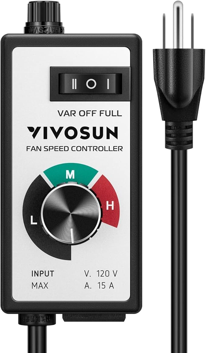 VIVOSUN Variable Fan Speed Controller, Speed Adjuster for Inline Duct Fan in Ventilation System