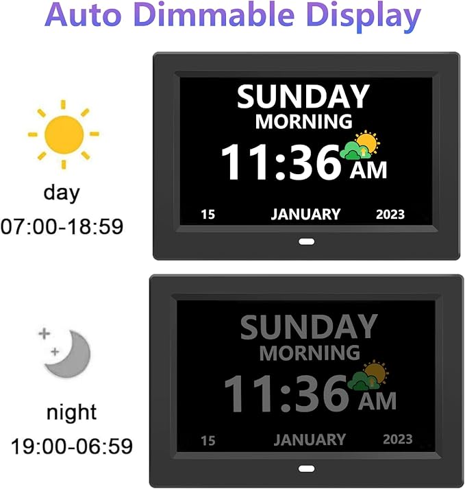 LXBYJKJ 11 Inch Digital Clock with Day and Date for Elderly Alzheimer's Clock Customizable Alarms 3 Display Modes Large Font Alarm Clock for Seniors Auto DST