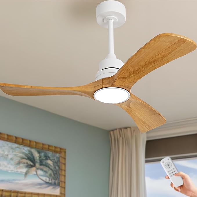 36 Inch Ceiling Fan with Light and Remote Control, 6 Speeds Reversible DC Motor,Ceiling Light 3 Wooden Blades Fan, Modern Ceiling Fans with Lights for Indoor Outdoor, Fans for Bedroom Patio Farmhouse