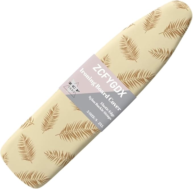 ZCFYGDX Ironing Board Covers,Elastic Edge 3 Bottom Nylon Buckle Straps, Stain Resistant & Resistant Scorch, Easy to Installation Fasteners Minimalist Palm Leaf Print Decor Size-M 15 x 48
