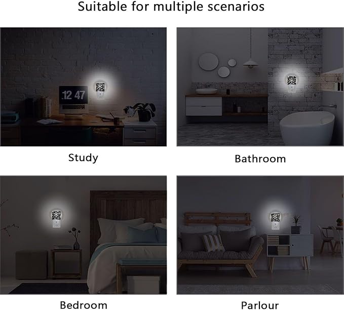 Pigsaly Led Night Light White Black Texture Christmas Snowflakes Night Light Plug in Wall Lamp Smart Dusk to Dawn Sensor Nightlight Led Lamp Energy Saving Lights Gift for Kids Room Bedroom Bathroom H