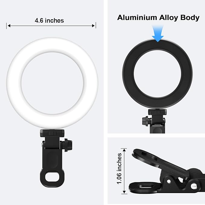 Meyin Ring Light Clip on Laptop Monitor, Webcam Light 10 Brightness Level Video Conference Lighting for Remote Working/Zoom Calls/Self Broadcasting/Live Streaming/Video Recording/TikTok