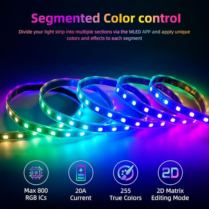 WeGoIOT Waterproof ESP32 WLED Controller with Mic, Project for Pool Boat Landscape Outdoor Lights IP65 Dynamic RGB IC DIY Lighting WiFi APP Control for WS2812B DC5-24V RGBW LED Controller (2 Channel)