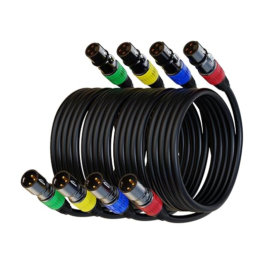 AuxLink XLR Cables, XLR Microphone Cable 25 ft 4 Pack, Gold-Plated 3-pin XLR Speaker Cable Male to Female Balanced Mic Cable