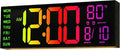 JALL 16" Large Digital Wall Clock, RGB Color with Big LED Display,Remote Control, DST, Count Down Timer, Alarm, Temperature, Mounted for Classroom, Living Room, Birthday Gift, Senior