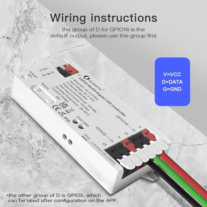 Sogledwow ESP32 WLED LED Strip Controller Dynamic RGB IC IO33 DIY Port App Control Easy Wiring Terminal for WS2811 WS2812 SK6812 TM1814 WS2813 WS2815 FCOB Addressable Strip Light