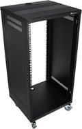 Rockville RR20U 20U Live Sound/Recording Studio Rack Case with Wheels, Reversible Rack Rails, Front & Rear Mounting, Cable Management Ports, 440lb Capacity