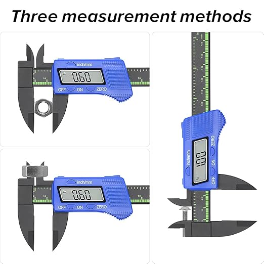 Electronic Digital Caliper, Plastic Vernier Caliper, Caliper Measuring Tool with Inch/Millimeter Conversion, Extra Large LCD Screen, 0-6 Inch/0-150 mm, Auto Off Featured Micrometer Ruler