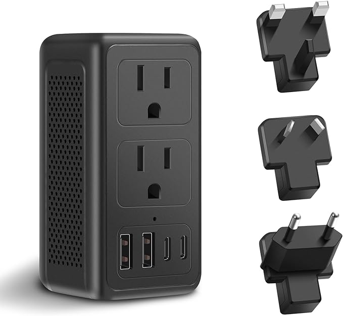 Upgraded 2000W 220V to 110V Voltage Converter US to Europe Travel Adapter for Hair Dryers with Fast Charging International Travel Adapter