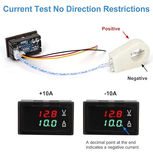 Linkstyle DC 5V-100V & 100A Digital Amp Voltage Meter, Dual Display Current Voltage Meter Gauge with Hall Effect Sensor Transformer