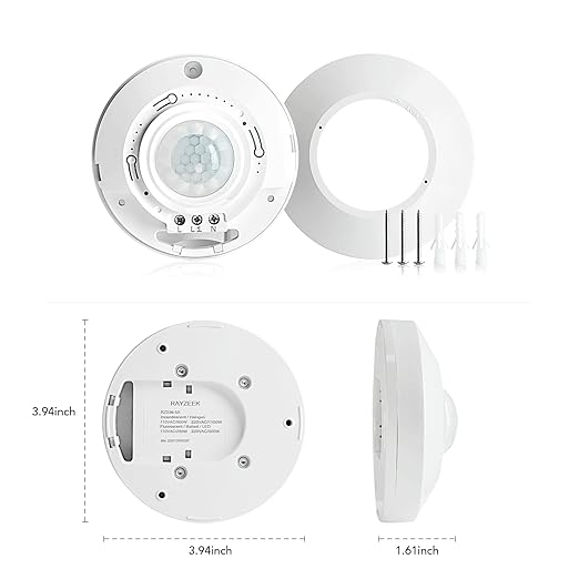 RAYZEEK Ceiling Mount Motion Sensor,360 Motion Sensor,110V-265V,1100W,Occupancy Sensor Switch for Ceiling, 8-12M High Sensitive Motion Sensor Light Switch,PC Fireproof(5A,Neutral Wire Required)