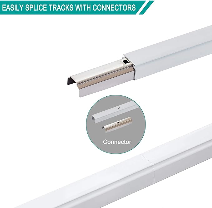 ChadMade Ceiling or Wall Mount Curtain Track Kit with Hooks, 3ft - 6ft Adjustable Length Drape Rail Set For Living Room Bedroom, Single Window Rods Work with Grommet and Pinch Pleated Curtain