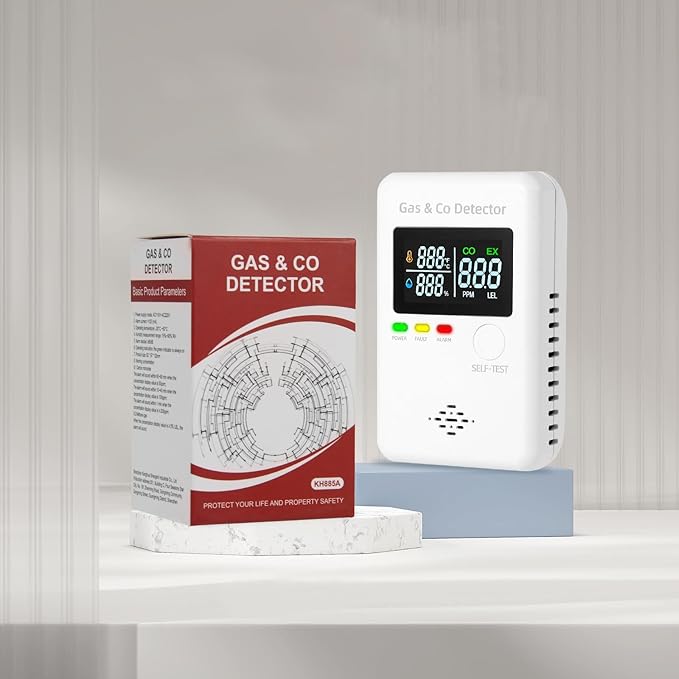 3 Packs Natural Gas & Carbon Monoxide Alarm,Combination Gas & Carbon Monoxide Detector,4-in-1 Real-time Display & Monitor,Plug in Propane Detector & CO Alarm for Home,RV,Apartment
