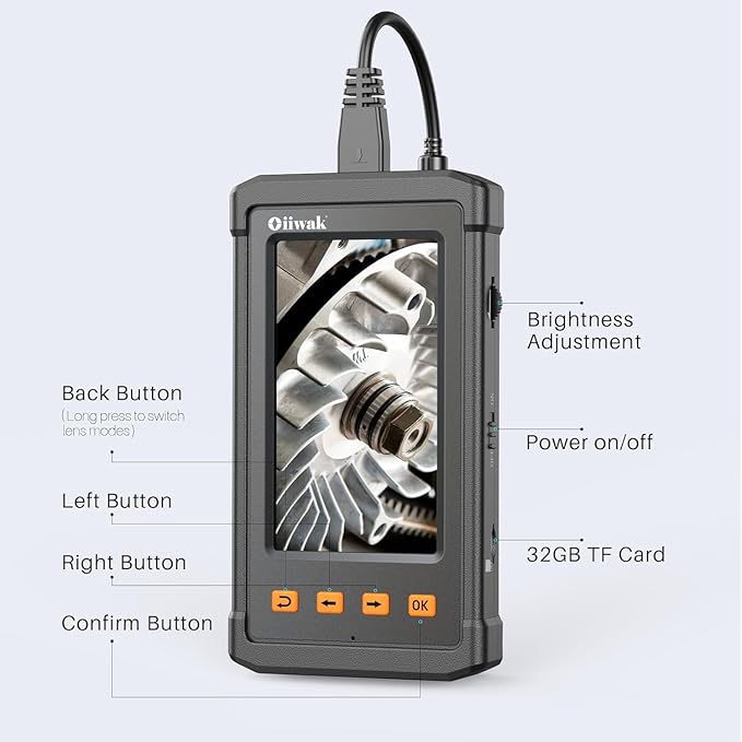 Oiiwak 50 ft Triple Lens Borescope, Drain & Sewer Camera | 4.3" 1080P, IP67, 32GB, Carrying Bag, Accessories | Inscpection Camera for Plumbing, HVAC, Automotive, Wall