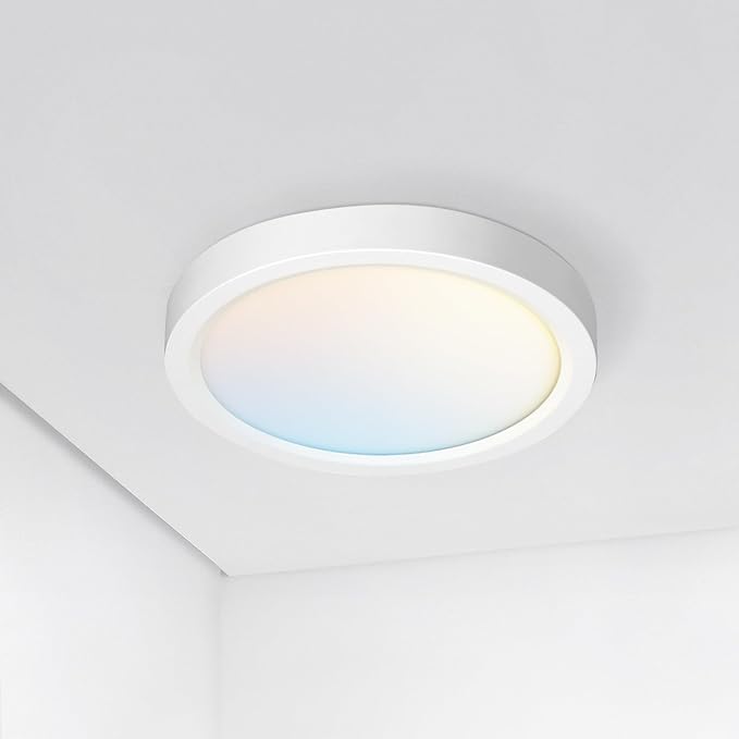 ASD LED 5" Round Flush Mount Ceiling Light Fixture, Low Profile Surface Lighting | 5CCT, Dimmable, Ultra-Thin, ETL Listed | 10W 700LM 2700-6000K 120V | Kitchen, Bedroom, Hallway Lamp | White