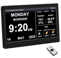 FEYBYLA 2025 New Digital Clock with Temperature/Humidity & Weather Forecast, Auto Time Sync Large Display, Custom Alarms & Medication Reminders, Ideal for Elderly(Black, 10.1-Inch)