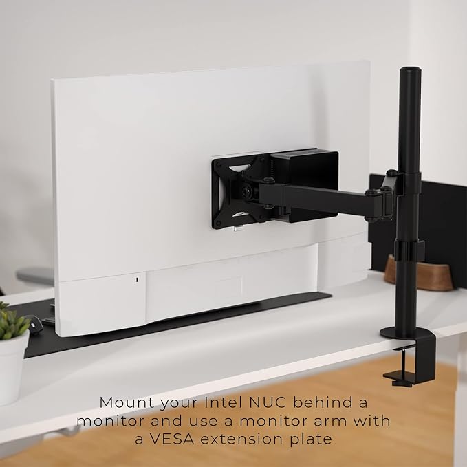 HumanCentric Mounting Bracket Compatible with Intel NUC, VESA Monitor Arm Extension Plate for NUC Mini PC Computer, 75x75mm and 100x100mm Patterns, Does not fit Hades and Skull Canyon NUC